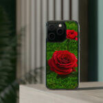 Red rose and green grass graphic design iPhone and Samsung cases