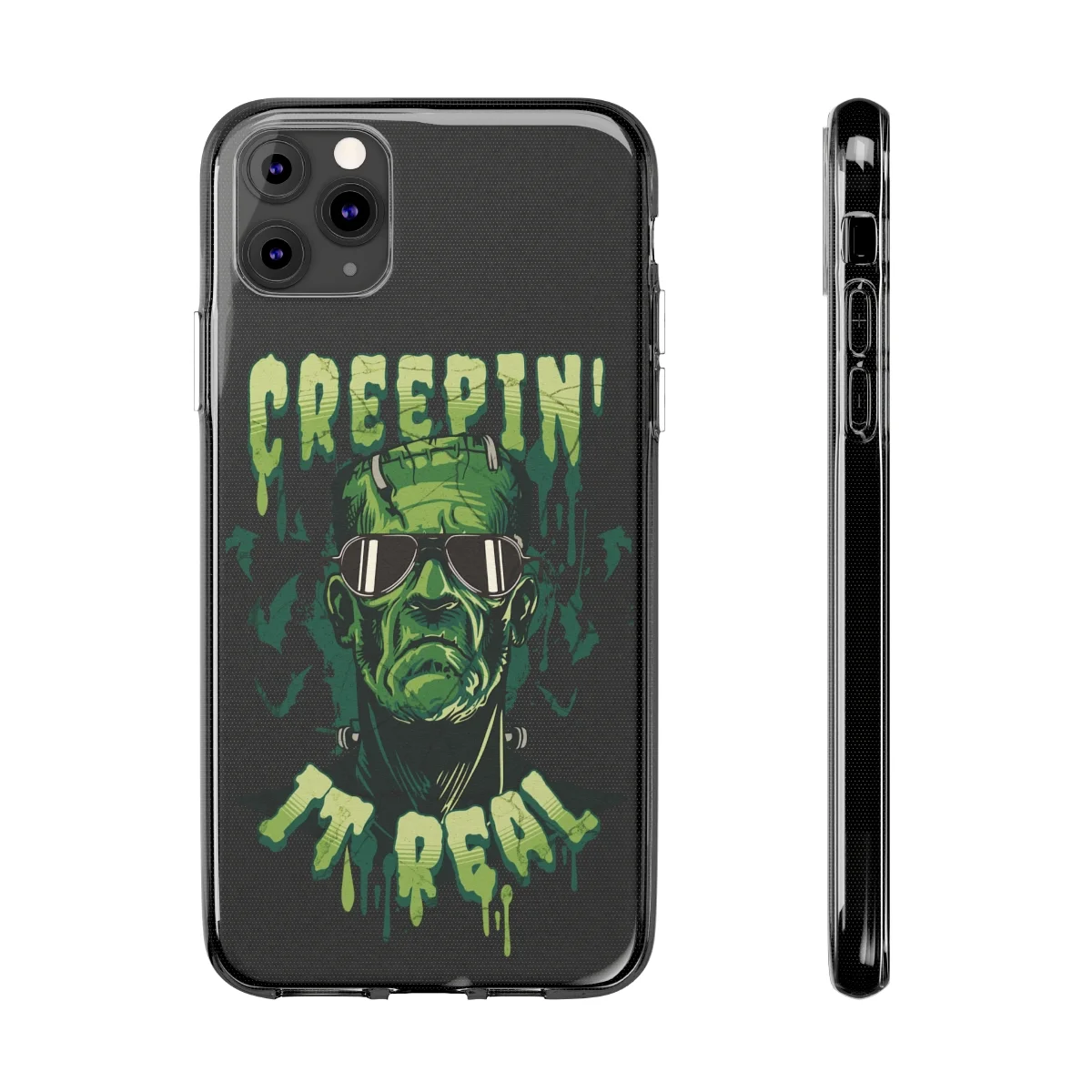 Creepin' It Real Halloween Cool Frankenstein Graphic Clear Silicone Phone Cases